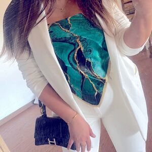 Turquoise printed scarf